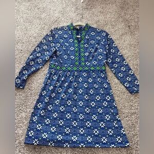 Vintage Blue and Green Patterned Mini Dress
